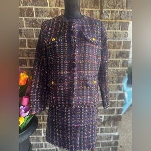 Talbots purple tweed skirt suit, NWT
